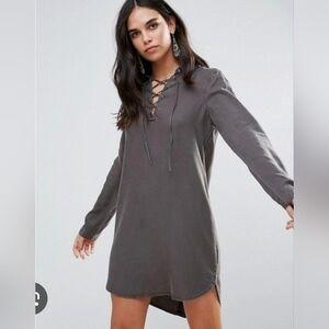 Amanda Uprichard Gray Lace-Up Mini Dress